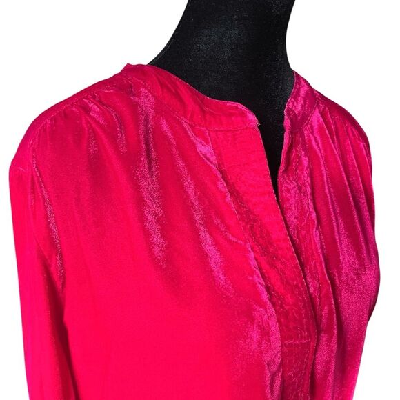Uncle Frank Pink Velvet Dress Size Medium Fuchsia Bishop Sleeve Mini Shift - Picture 3 of 9